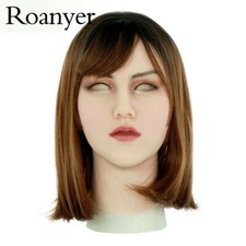 Roanyer Realistic Silicone Female Head May Mask for Crossdresser Silicone Mask