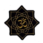OHM Chakra Yoga Meditation Lotus Flower Patch in Metallic Gold Iron On Patch