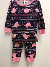 Gymboree Gymmies Pajamas Pj Pink Toddler 12-18 Months Dinosaurs holiday Cotton