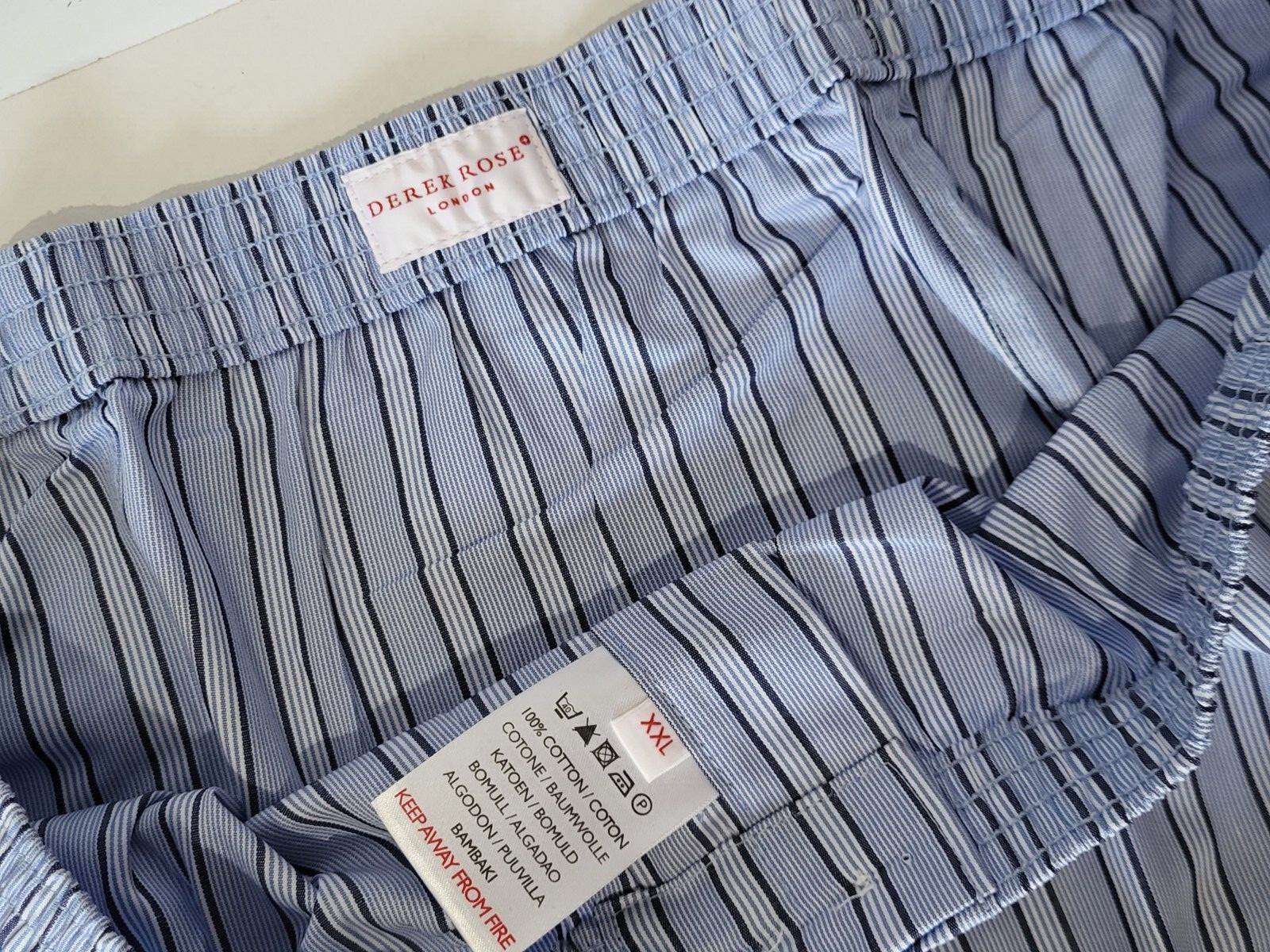 DEREK ROSE MEN'S CLASSIC FIT BOXER Shorts Cotton XXL Blue Stripe Designer New image 4
