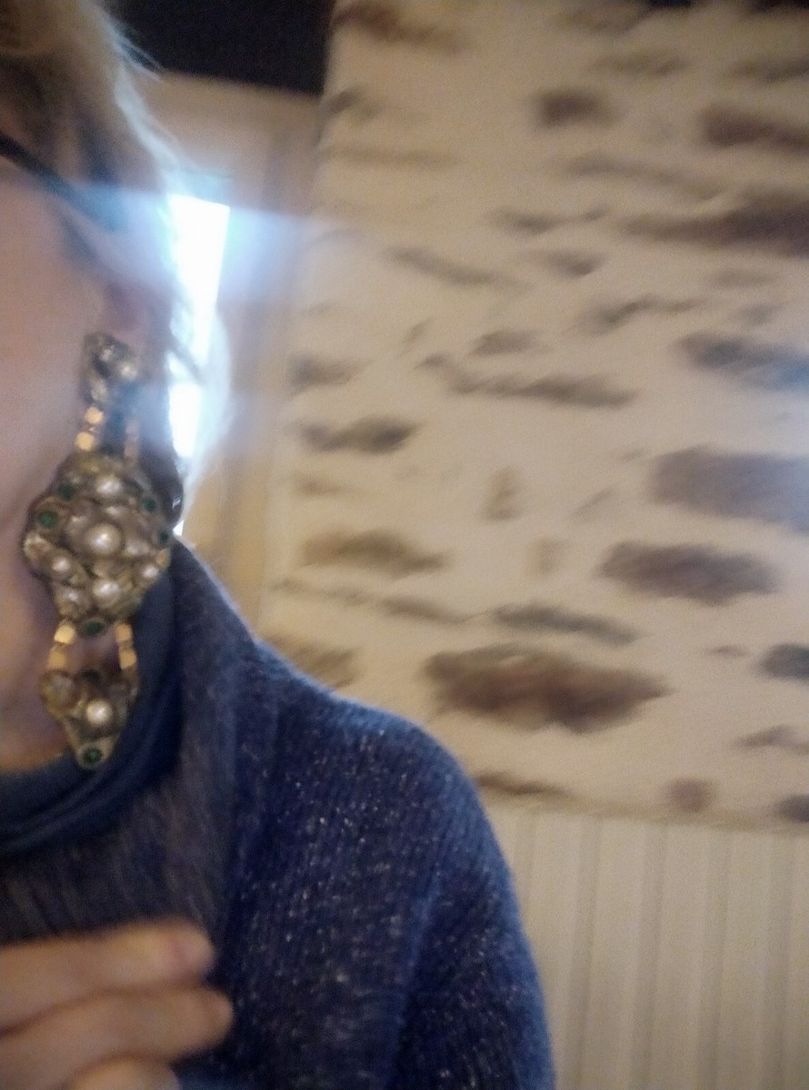 Boucles D'oreilles Clips Vintage XXL Des Années 80 – 14 Cm – Strass Doré – Style Rétro Exceptionnel