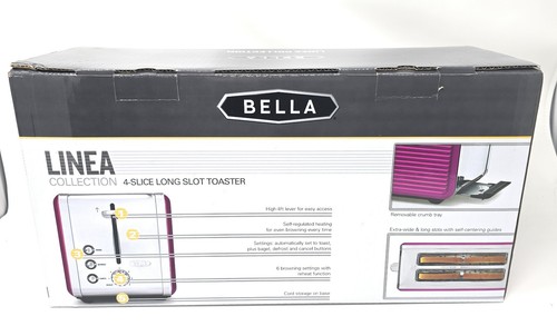 New BELLA 4 Slice Long Slot Toaster Extra Wide Long Slots Stainless Steel - Picture 3 of 10
