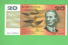 #T71.  1989  FRASER / HIGGINS   PAPER $20 BANKNOTE - UNCIRCULATED BUT CENTREFOLD
