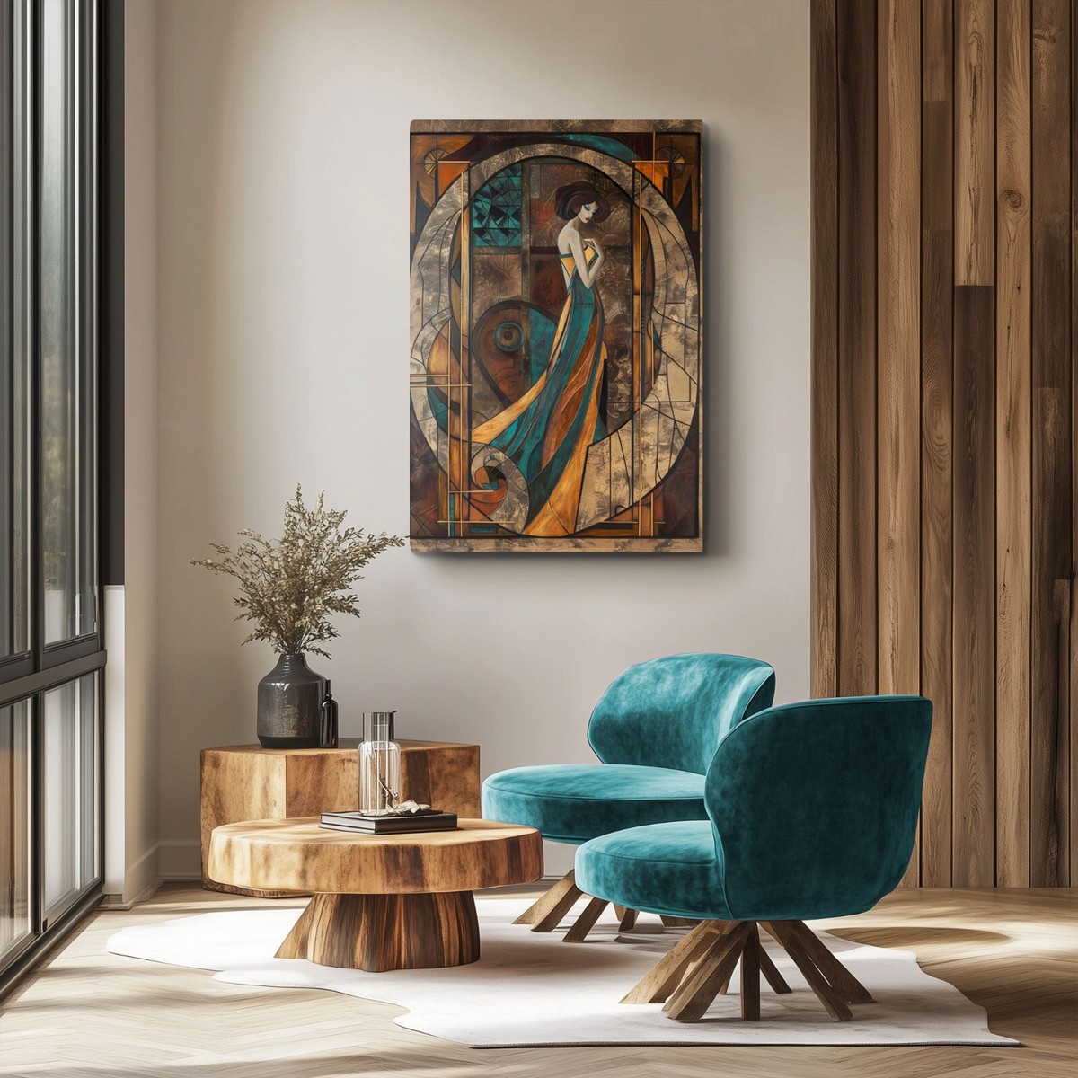 USAヴィンテージ　女の子のアート 1920's Woman Art Deco Style Vintage Wall Art Print on Canvas