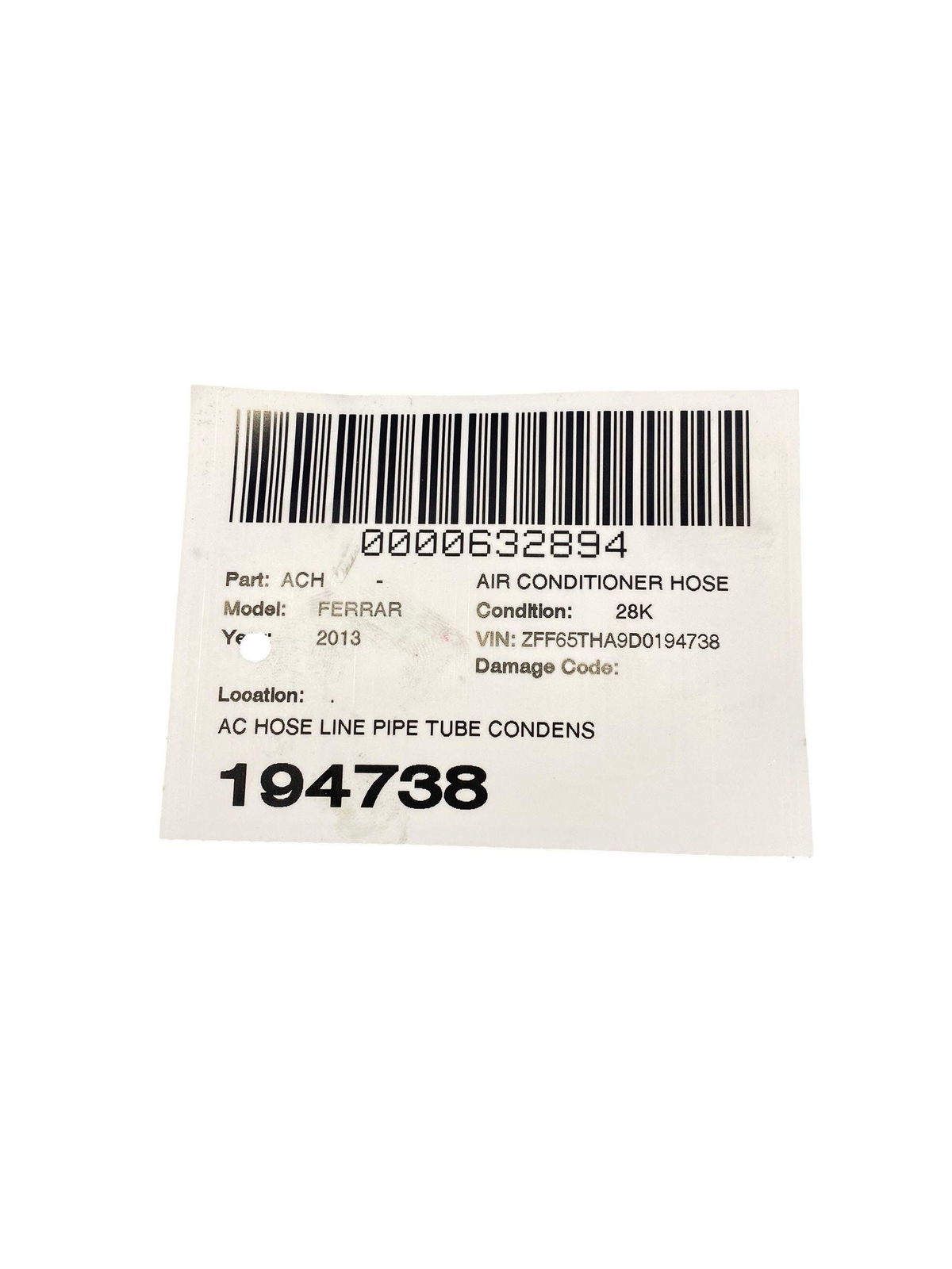 2012-2014 FERRARI CALIFORNIA AC HOSE LINE PIPE CONDENSOR FROM DISCONNECTOR SET