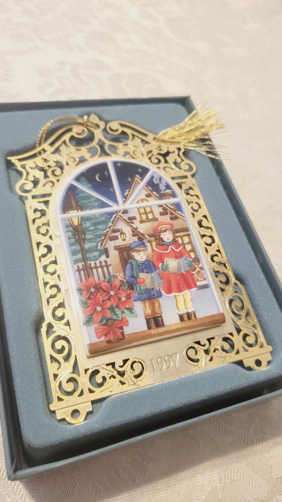 1997 Lenox Christmas Windows Collection 2-Sided Ornament Xmas Carol VTG NIB NEW