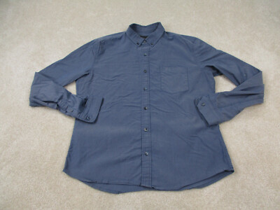 Huckberry Proof Shirt Men Medium Gray Button Up Long Sleeve Preppy Pocket Adult*