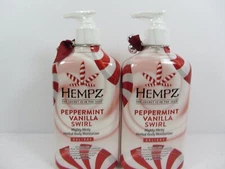 2 PACK HEMPZ PEPPERMINT VANILLA SWIRL BODY MOISTURIZER LOTION LIMITED EDITION