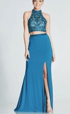 Tiffanys misty size 4 Teal green Long Evening Dress 2 Piece Prom NWT