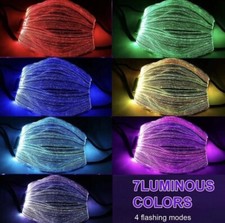 LED Luminous Light Up Face Mask ADULT WHITE