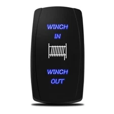 Winch In Out Momentary LASER Rocker Switch Blue Led Light for Crane Auto Car 12V