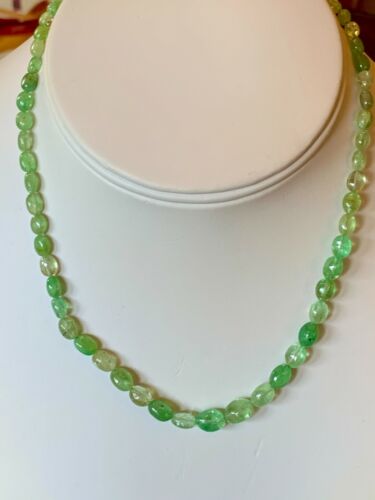 Green Mint Tsavorite Garnet Strand Necklace 15" Sterling Silver 4-8mm beads - Picture 3 of 9