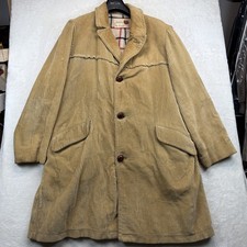 Vintage 70s Corduroy Car Coat Mens 40 Tan Plaid Lined Retro USA Made Zero King