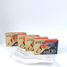 4 Pack 8mm video cassette tapes  TDK HS120  HS 120