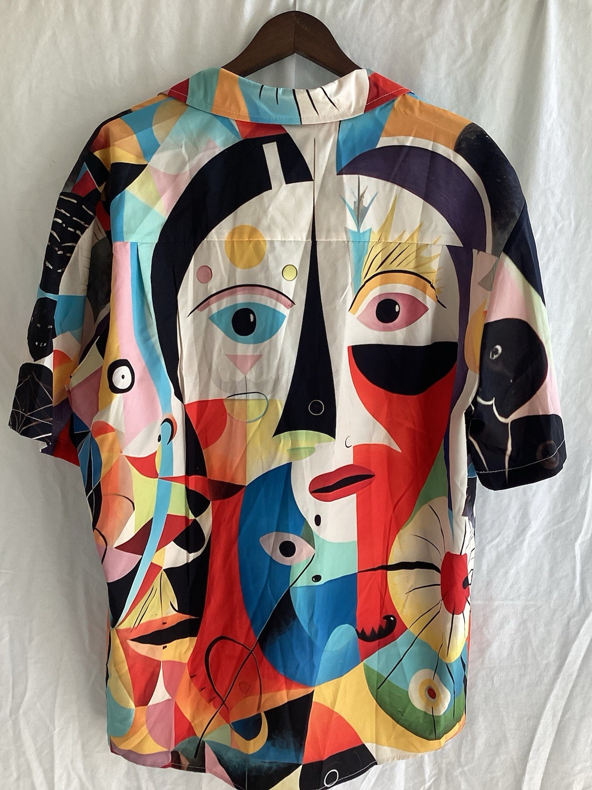 Royaira Men's Hawaiian Abstract Multicolor Short Sleeve Button-Up Shirt XL