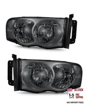 Headlight Assembly for 2002-2005 Dodge Ram Smoke Housing Clear Reflector