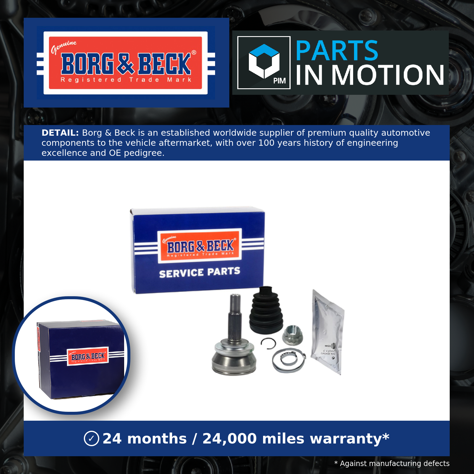 CV Joint BCJ1267 Borg & Beck C.V. Driveshaft 4346049405 4346049406 4346049407