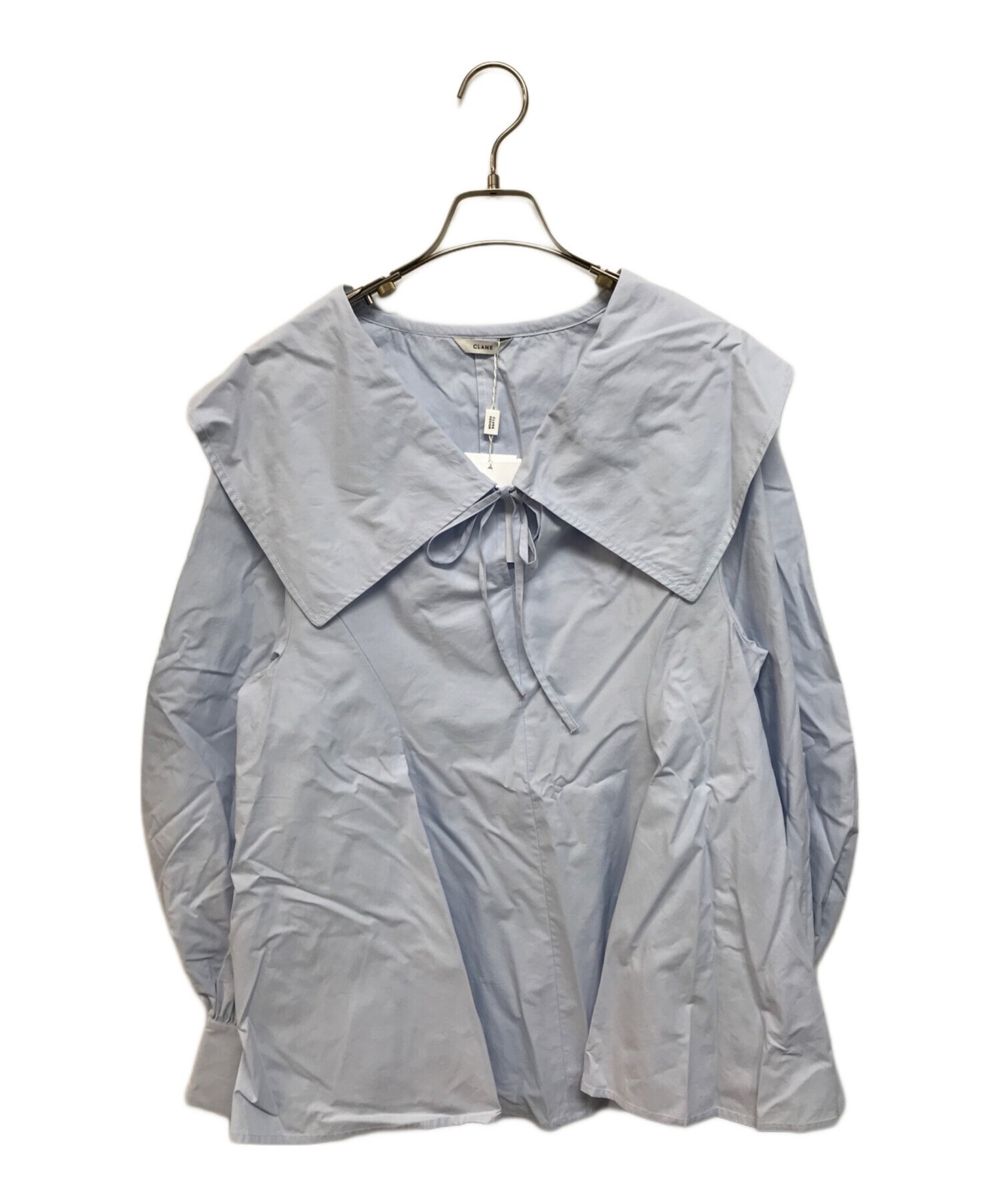 CLANE BIG COLLAR DRAWSTRING BLOUSE SIZE 1 Sky Blu… - image 1