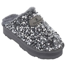 Bearpaw Womens PORTIA Sequin Embellished Slipper Mule SILVER Size 7 NEW IN BOX