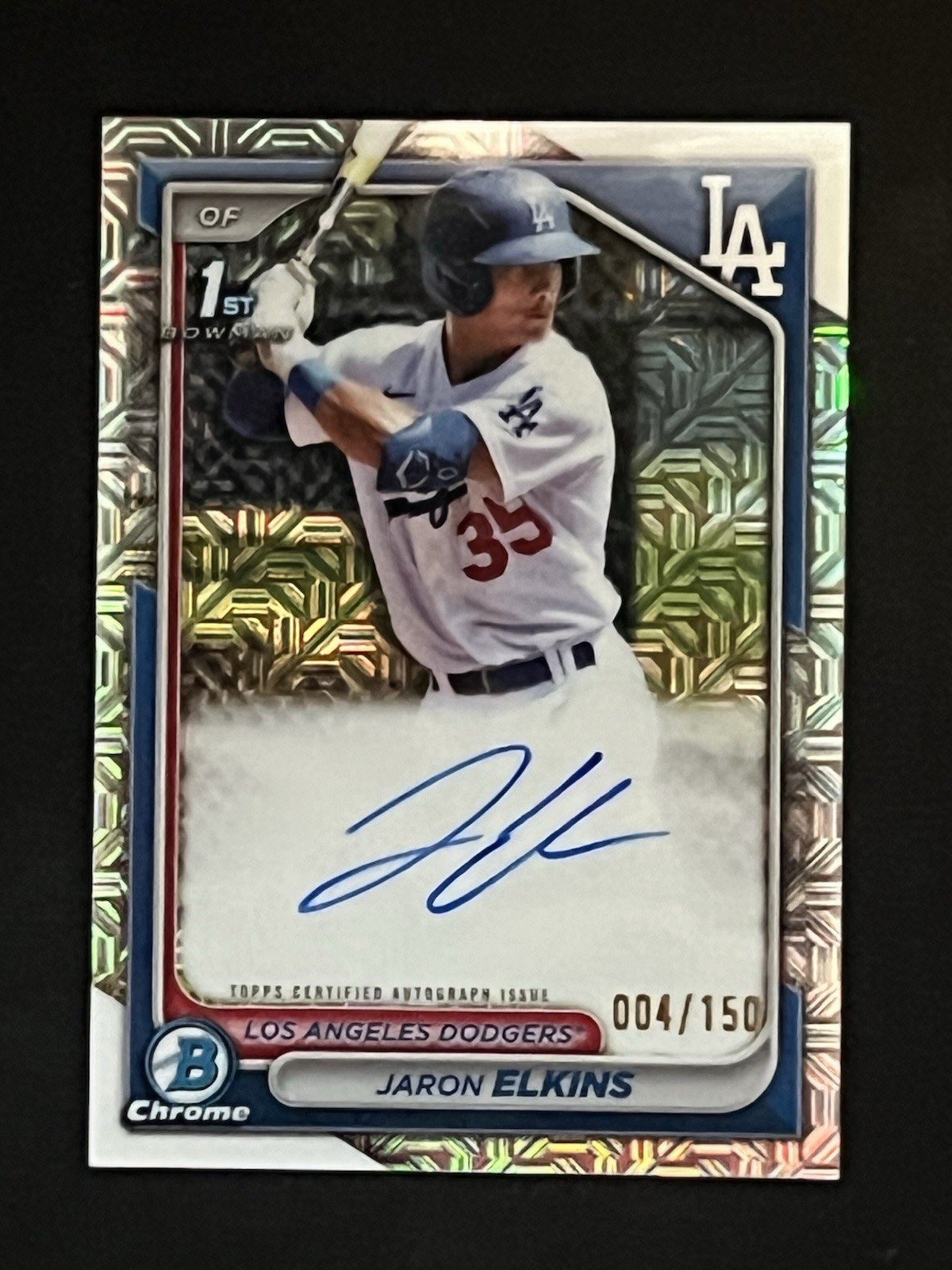 2024 Bowman Chrome Prospect HTA Choice Refractor /150 Jaron Elkins #CPA-JE Auto