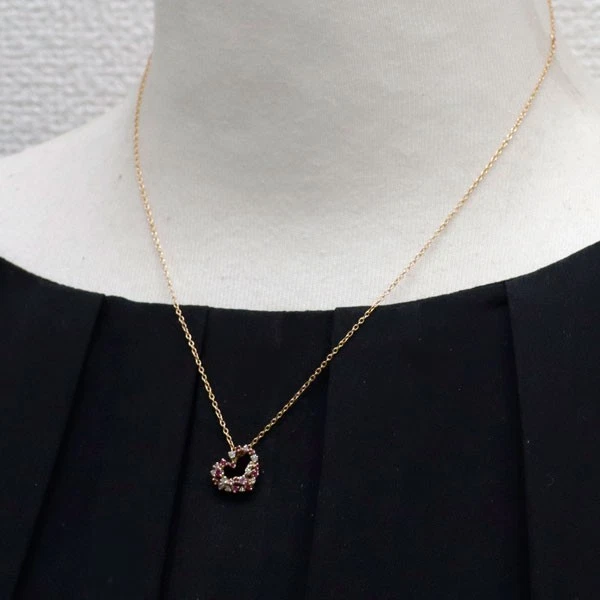 Ponte Vecchio K18PG Ruby Pink Sapphire Diamond Pendant Necklace 0.10CT PS0.07CT - Image 3 of 3