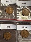 Lincoln Wheat Small Cent Set 1917-1920 Circulated US Coins