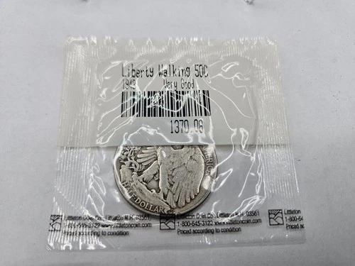 1943 Walking Liberty 50C Half Dollar Circulated Littleton Coin Co. VERY GOOD