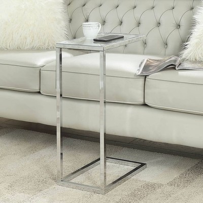 Aggie 16'' Wide Glass Top and Chrome Modern Computer Tray Table
