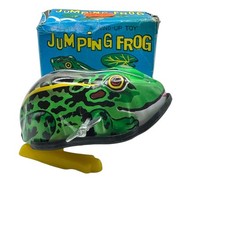 Vintage Jumping Frog Wind-Up Tin Toy-Works