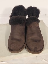 UGG Slippers Womens Size 6 Brown Suede Shearling Bootie Fur Lined Shoes