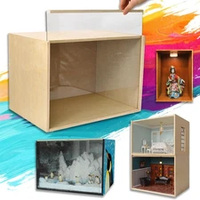 Large Quick-Build Wooden Diorama Display Box (15.7"x11"x11")