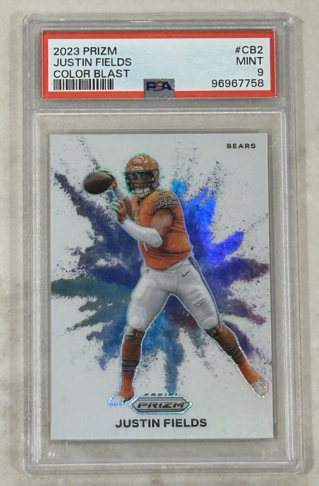 2023 Panini Prizm - JUSTIN FIELDS COLOR BLAST CASE HIT SSP - PSA 9 BEARS 🏈🔥