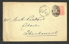 AUSTRALIA NEW SOUTH WALES SYDENY TO THIRLMERE H&G 7a STATIONERY ENTIRE 1898