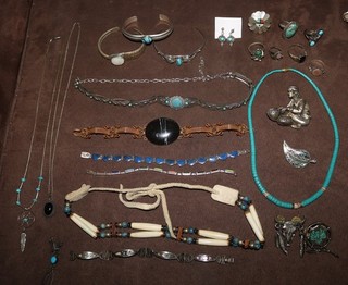 Lot Vintage Native American Southwest Jewelry Bracelets Rings Necklaces Pins
