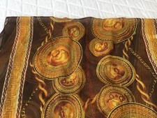 Vintage Brown Gold Sheer Scarf Polyester Korea