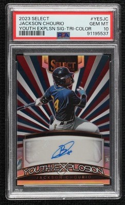 2023 Panini Select Tri-Color Prizm 6/49 Jackson Chourio PSA 10 GEM MT Auto 4f5