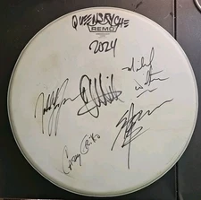 Queensryche Autographed Gig Used Drum Head 2024 La Torre Lundgren Wilton Grillo 