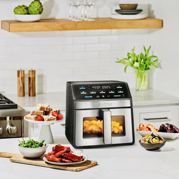 Gourmia 8 Quart Digital Electric Air Fryer 450F Guided Cooking Prompts