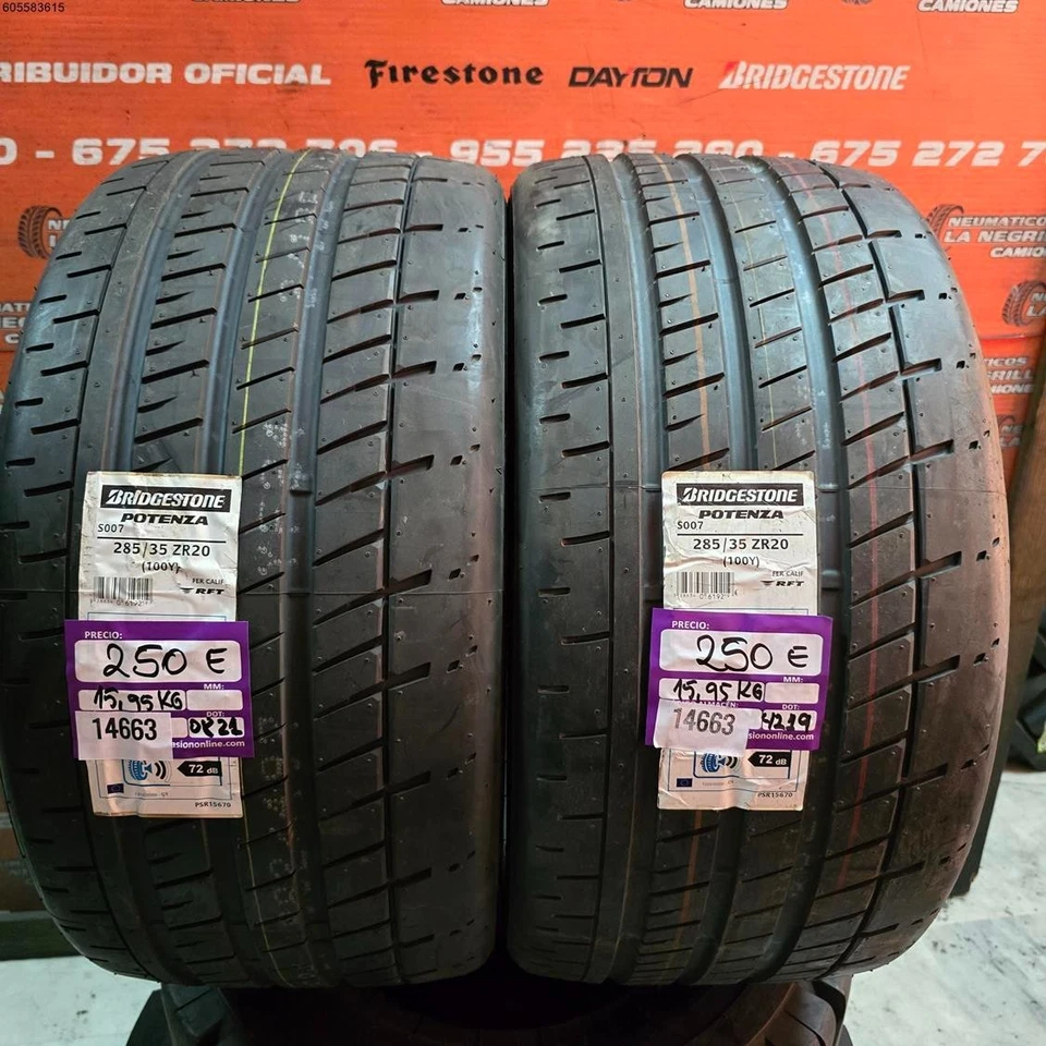 2X 285 35 ZR20 100Y BRIDGESTONE POTENZA S007 DOT: 19/21 (SANS USAGE) Ref. 14663 - Photo 1/1