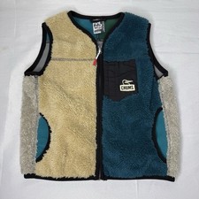 Chums Bonding Fleece No Collar Vest Color Block Kids Medium Outdoor Tan Blue