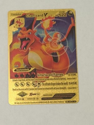 Pokémon Charizard V 522HP Gold Foil Fan Art Card SRL 07-03 INTERLACED FLAMES