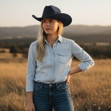 Vintage Denim Western Hat by Western Trails 70's
