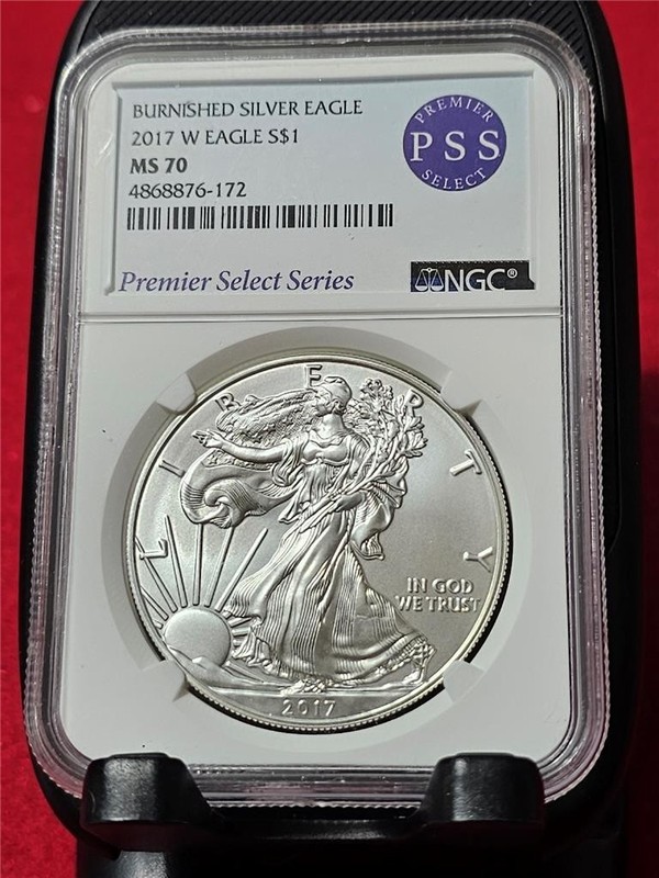 2017-W Silver Eagle Dollar ASE NGC MS 70 BURNISHED  PREMIER SELECT SERIES #T3838