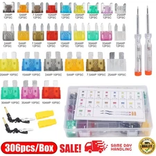 306Pcs Car Fuse Assortment Kit, Mini Blade Fuses Automotive + Standard Blade