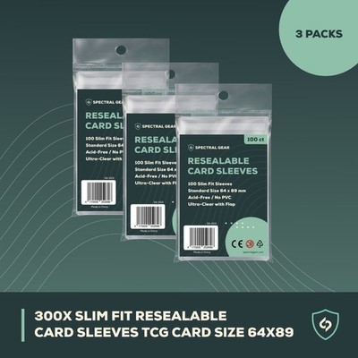SPECTRAL GEAR 300 Slim Fit Resealable TCG Inner Card Sleeves 64x89mm