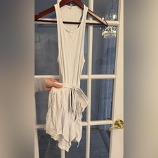 INTIMATELY FREE PEOPLE Women's White Ribbed Sleeveless Cut Out Back Romper