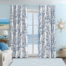 Nautical Coastal Curtains Decorative Beach Ocean Coral 50 Light Blocking Sea...