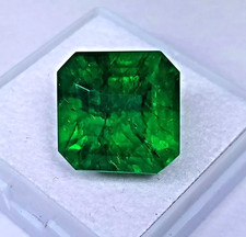 VVS Green Colombia Asscher Cut 11-12 Ct Certified Loose Emerald Natural Gemstone