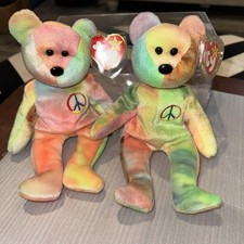 Lot Of 2 Ty Beanie Babies Peace The Bear 