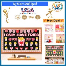 Valentine's Day Fries Bulletin Board Set Classroom Decor Love Heart Border